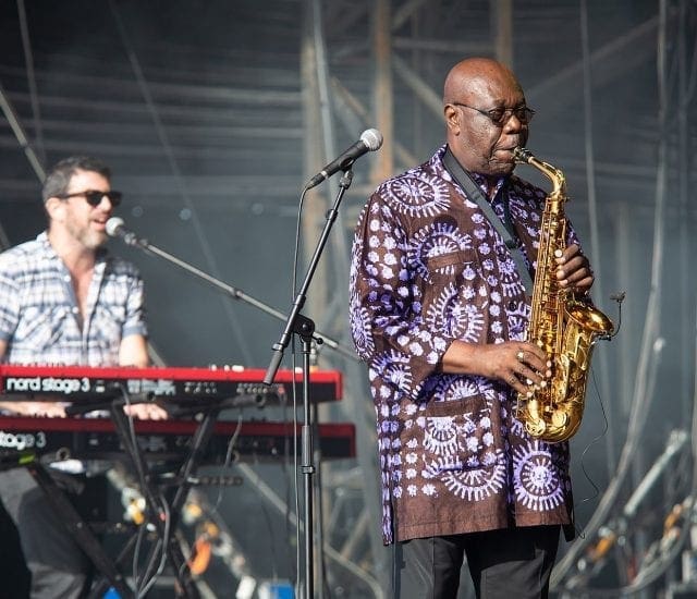 Concert de Manu Dibango au festival Les Escales, Saint-Nazaire, juillet 2019.