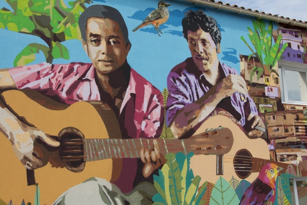 Baden Powell & Pierre Barouh, fresque de Dagson Silva à la Boupère © Dominique Dreyfuss