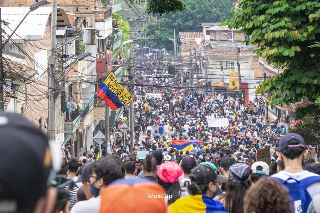Manifestation durant la grève nationale colombienne de mai 2021, Medellín