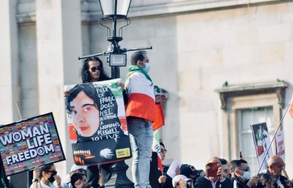 Protests in London's Trafalgar Squad, on Saturday 1st October, to support equality, women and human rights in Iran.