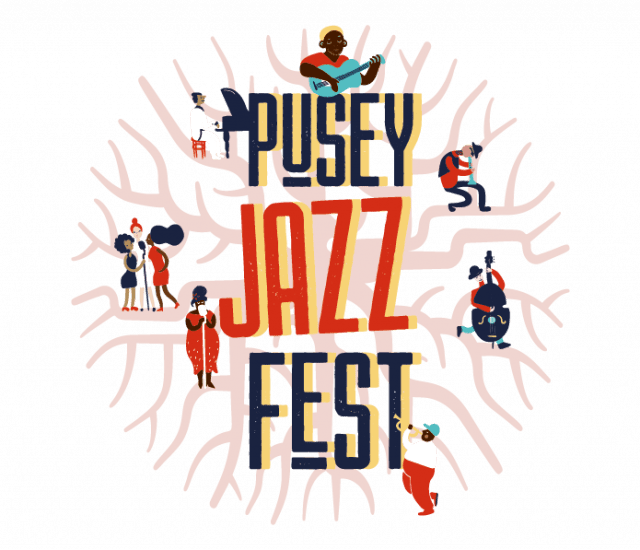 Logo Pusey Jazz Fest Logo Racine Rose (fond Blanc)