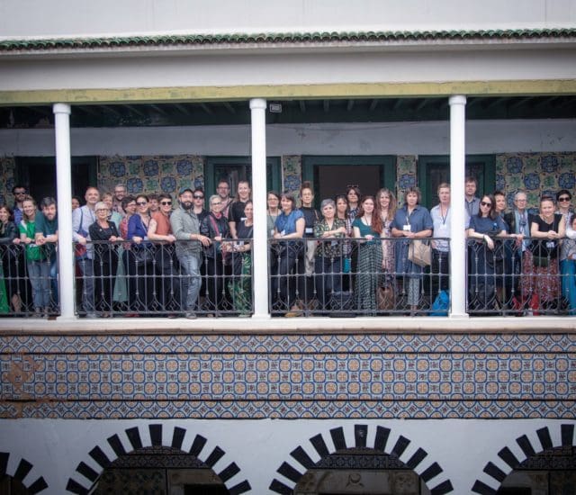 On the Move members at The Cultural Mobility Forum in Tunis, Tunisia.  Taken by MOHAMED GHARBI at L'Art Rue - الشارع فن